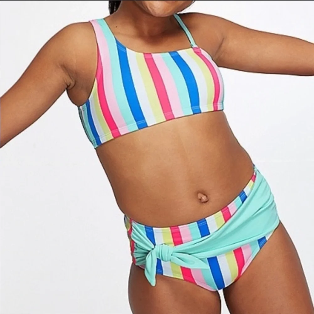 NWT candy stripe bikini justice girls- size 6 two piece